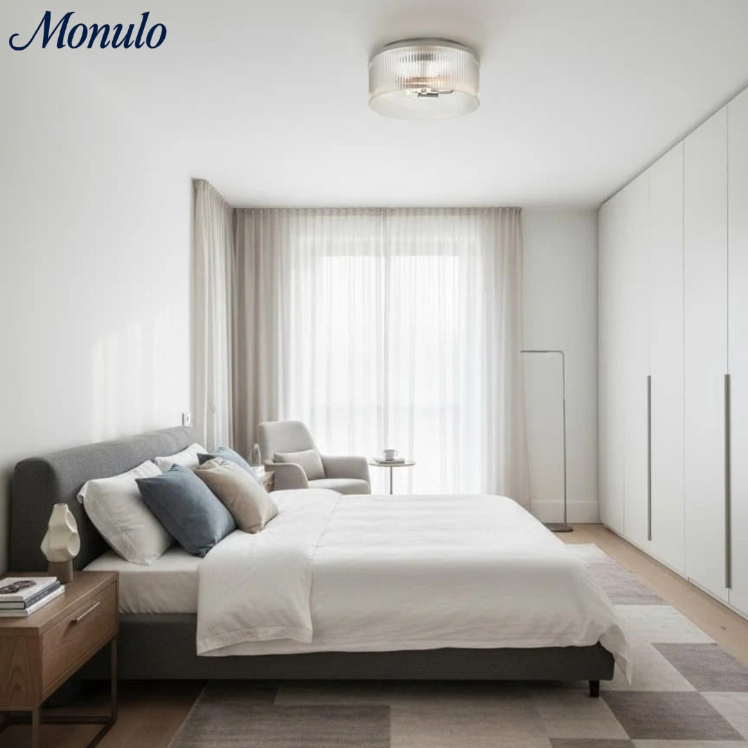 Geribbelde Glazen Plafondlamp Modern Laagbouw Ontwerp Slaapkamer Woonkamer Gang