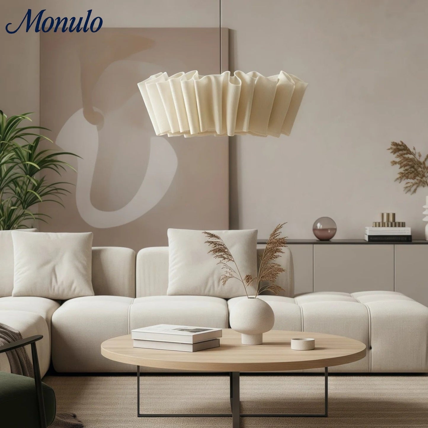 Geplisseerde Stoffen Hanglamp – Minimalistische Scandinavische Verlichting voor Eetkamer & Woonkamer
