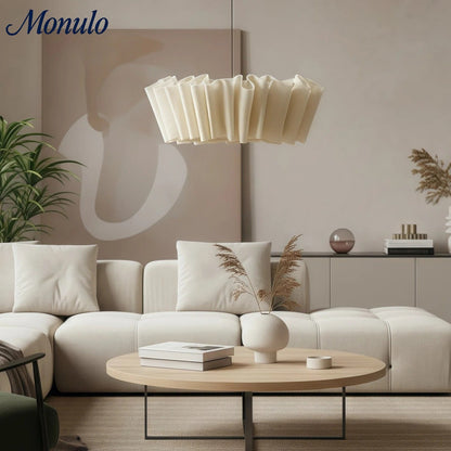 Geplisseerde Stoffen Hanglamp – Minimalistische Scandinavische Verlichting voor Eetkamer & Woonkamer