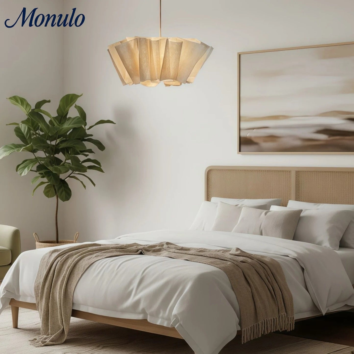 Geplisseerde Stoffen Hanglamp – Minimalistische Scandinavische Verlichting voor Eetkamer & Woonkamer