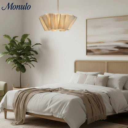Geplisseerde Stoffen Hanglamp – Minimalistische Scandinavische Verlichting voor Eetkamer & Woonkamer