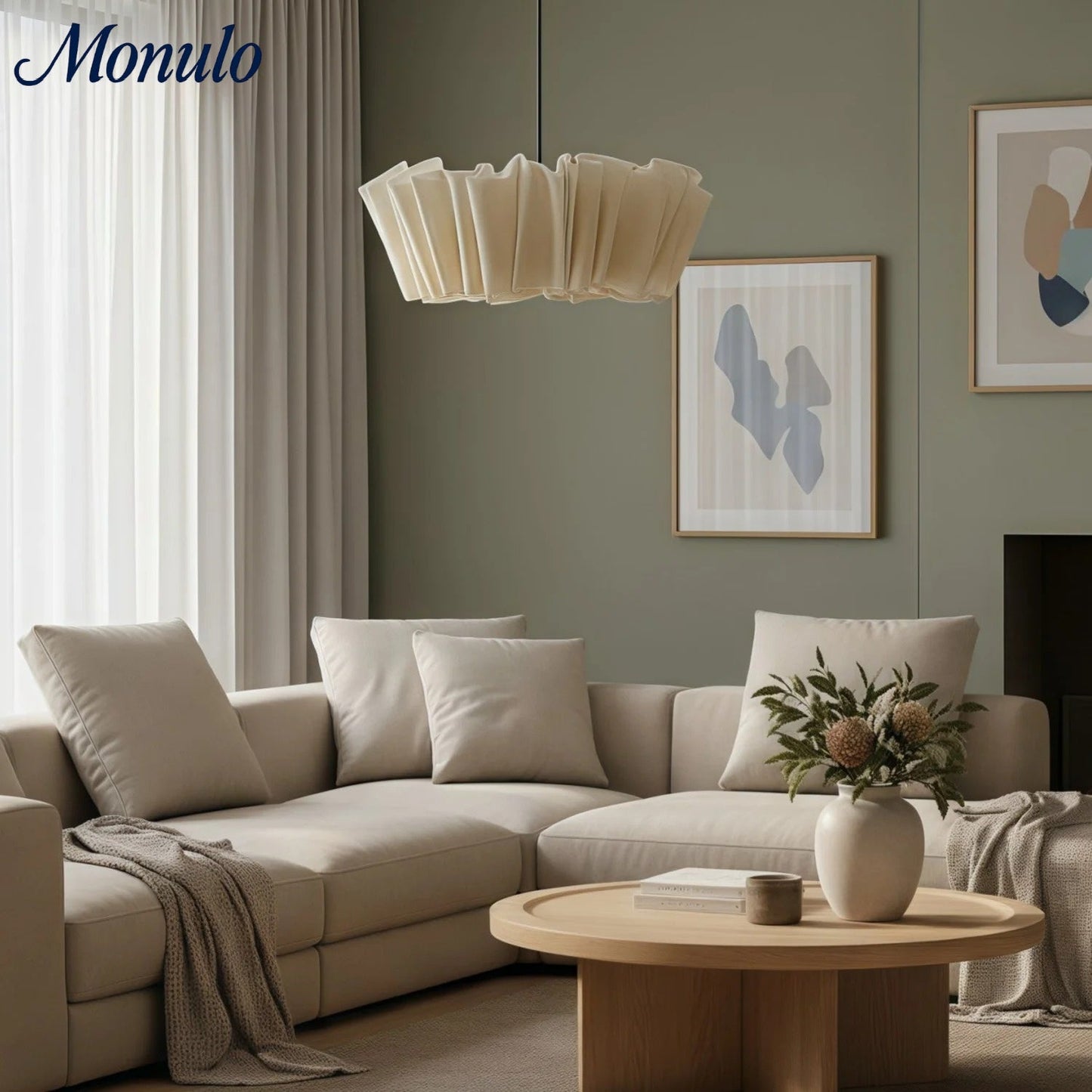 Geplisseerde Stoffen Hanglamp – Minimalistische Scandinavische Verlichting voor Eetkamer & Woonkamer