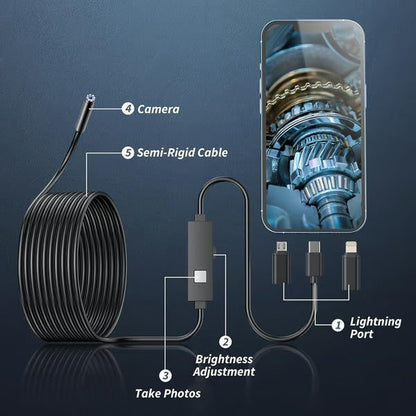 Inspectiecamera Telefoon 1080P HD 5 Meter Kabel LED Endoscoop