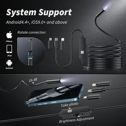 Inspectiecamera Telefoon 1080P HD 5 Meter Kabel LED Endoscoop