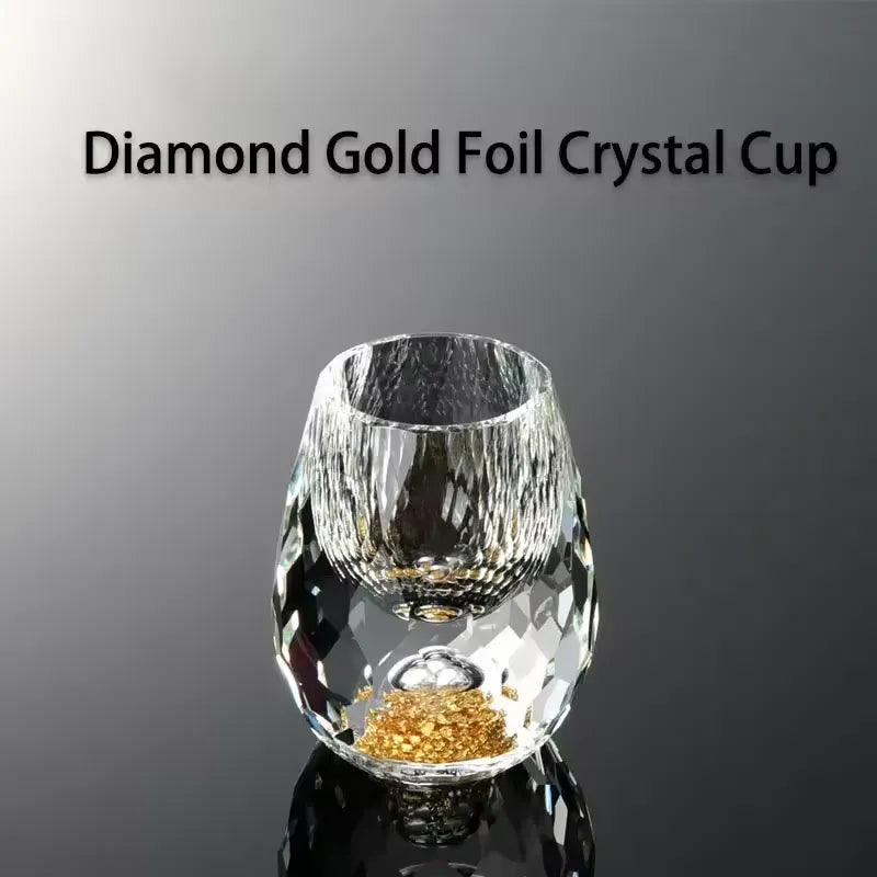 Japans Shotglas met Goudfolie Dubbele Bodem 15ml Premium Kristalglas Sakebekertje Luxe Drankglas Wodka Likeur Thee Ceremonie Cadeau Gouden Accent Elegant Design