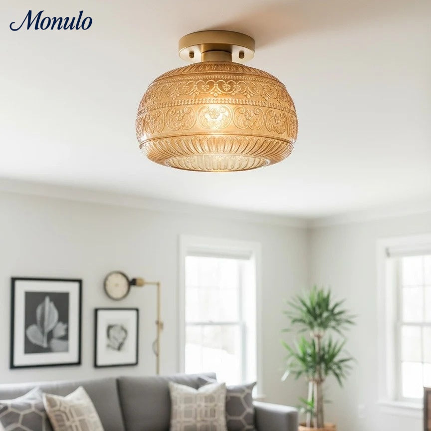 Glazen Bol Plafondlamp Getextureerd Glas Semi-Flush Verlichting voor Elke Ruimte