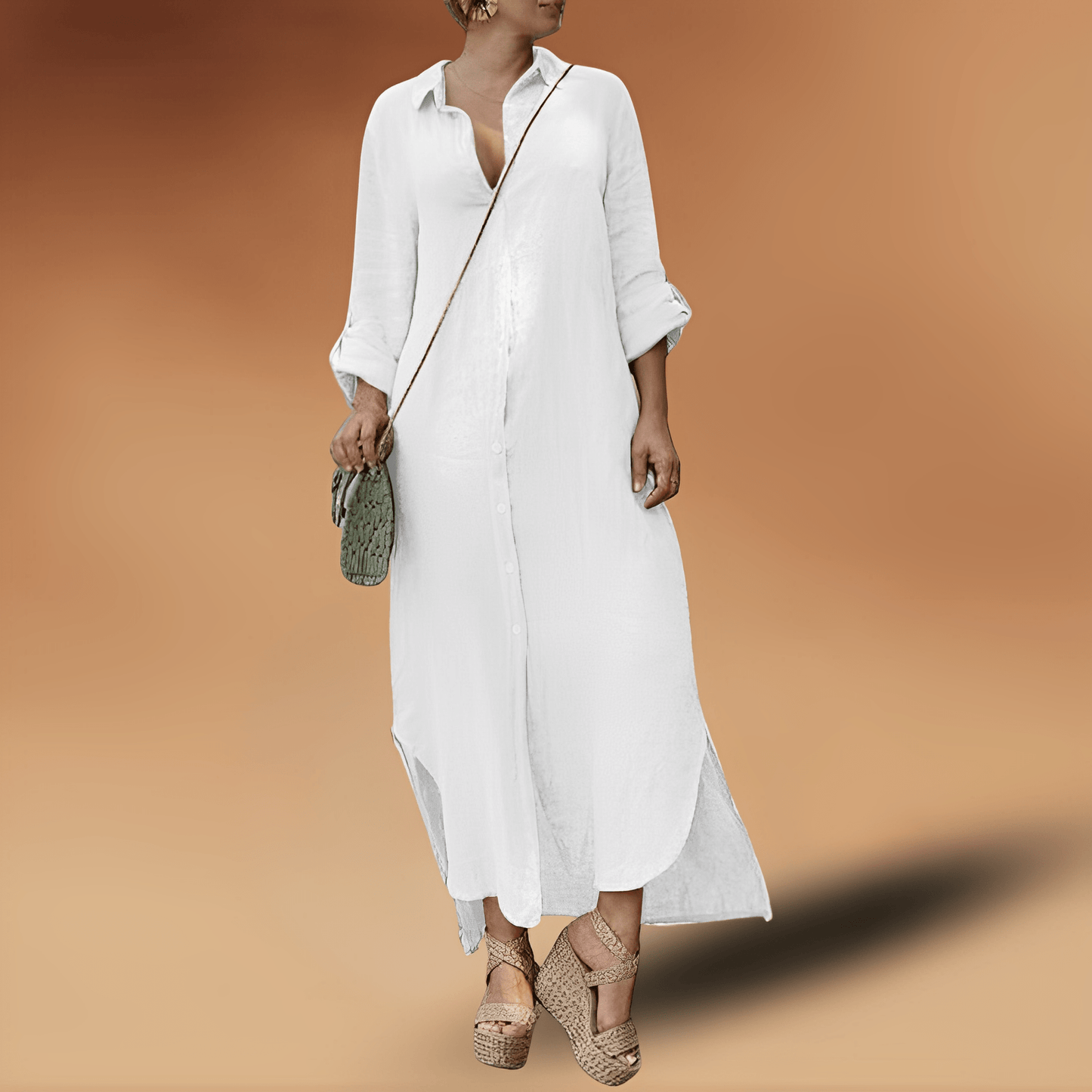 Linnen Jurk Lange Elegant voor Dames Zomer