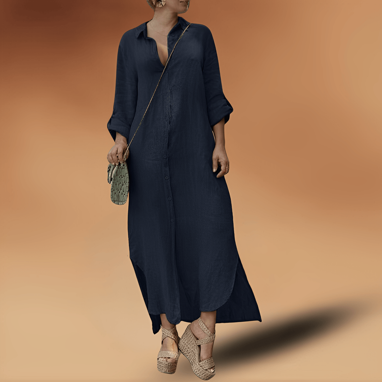 Linnen Jurk Lange Elegant voor Dames Zomer