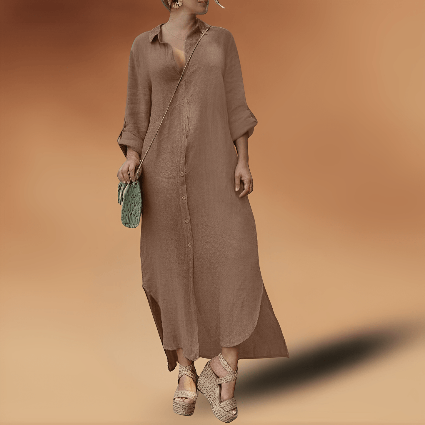 Linnen Jurk Lange Elegant voor Dames Zomer