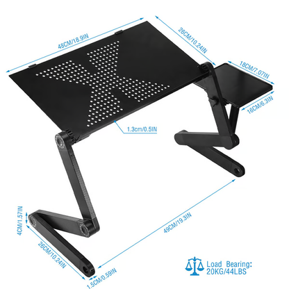 Verstelbare Laptopstandaard met 360° Draaibare Poten en Muismat - Ergonomische Werkhouding voor Thuiswerken Kantoor Bureau Bed - Aluminium Laptop Tafel tot 21 Inch - Koeling Ventilatie