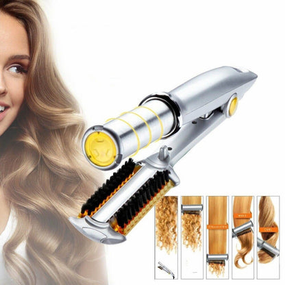 2-in-1 Haarstyler met Roterende Borstel en Keramische Plaat voor Krullen en Stijl Haar