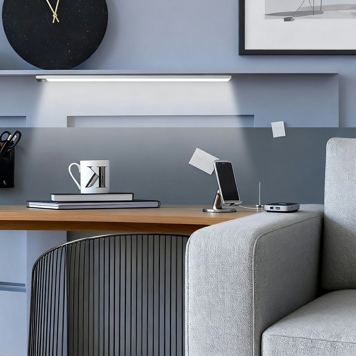 Kastverlichting LED Bewegingssensor Aluminium Zwart USB Oplaadbaar Onderkastlamp Keuken Kledingkast Nachtlamp Draadloos