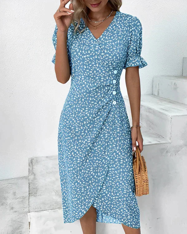 Vrouwelijke Zomerjurk Korte Mouw Elegant Rood
