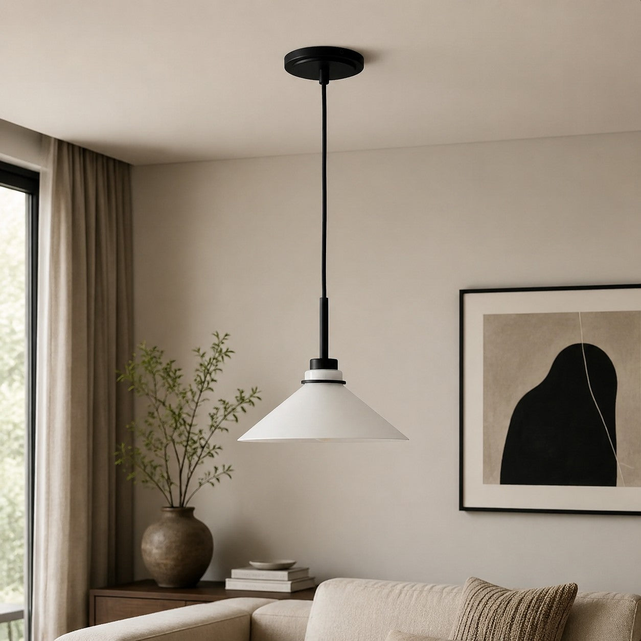Kegelvormige Hanglamp in Landelijke Stijl - Dimbaar - Voor Keuken en Hal - Scandinavisch Geïnspireerd - Modern Farmhouse Verlichting