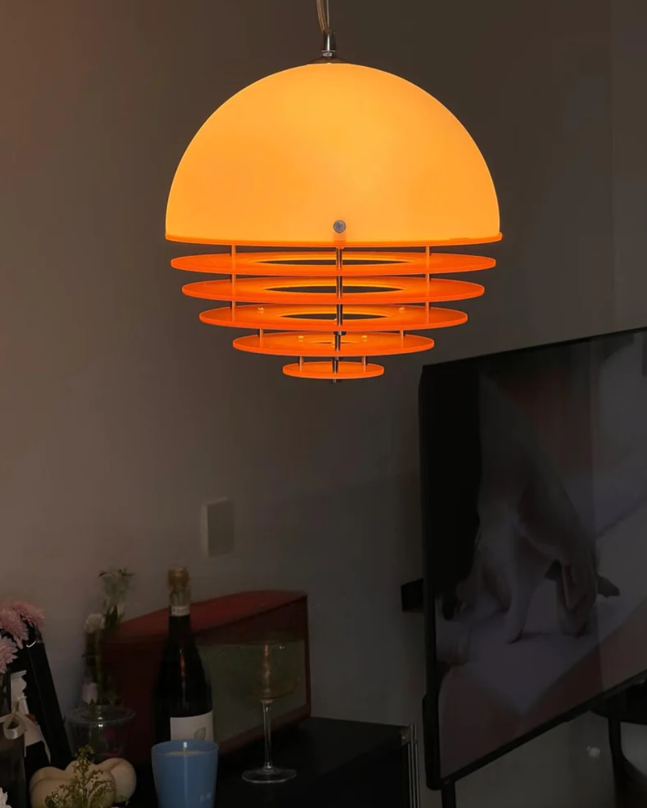 Stijlvolle Hanglamp Bauhaus Design Oranje-Wit Sfeerverlichting voor Moderne Interieurs