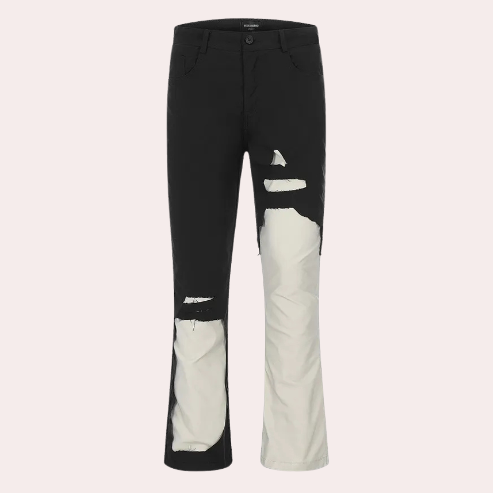 Heren Ripped Jeans Elastisch Met Contrasterende Strepen