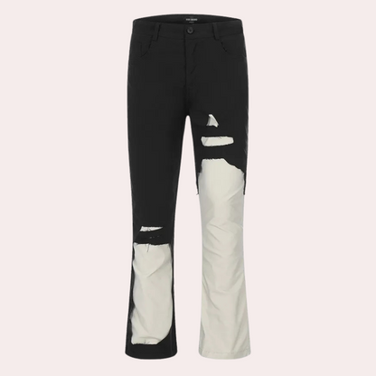 Heren Ripped Jeans Elastisch Met Contrasterende Strepen