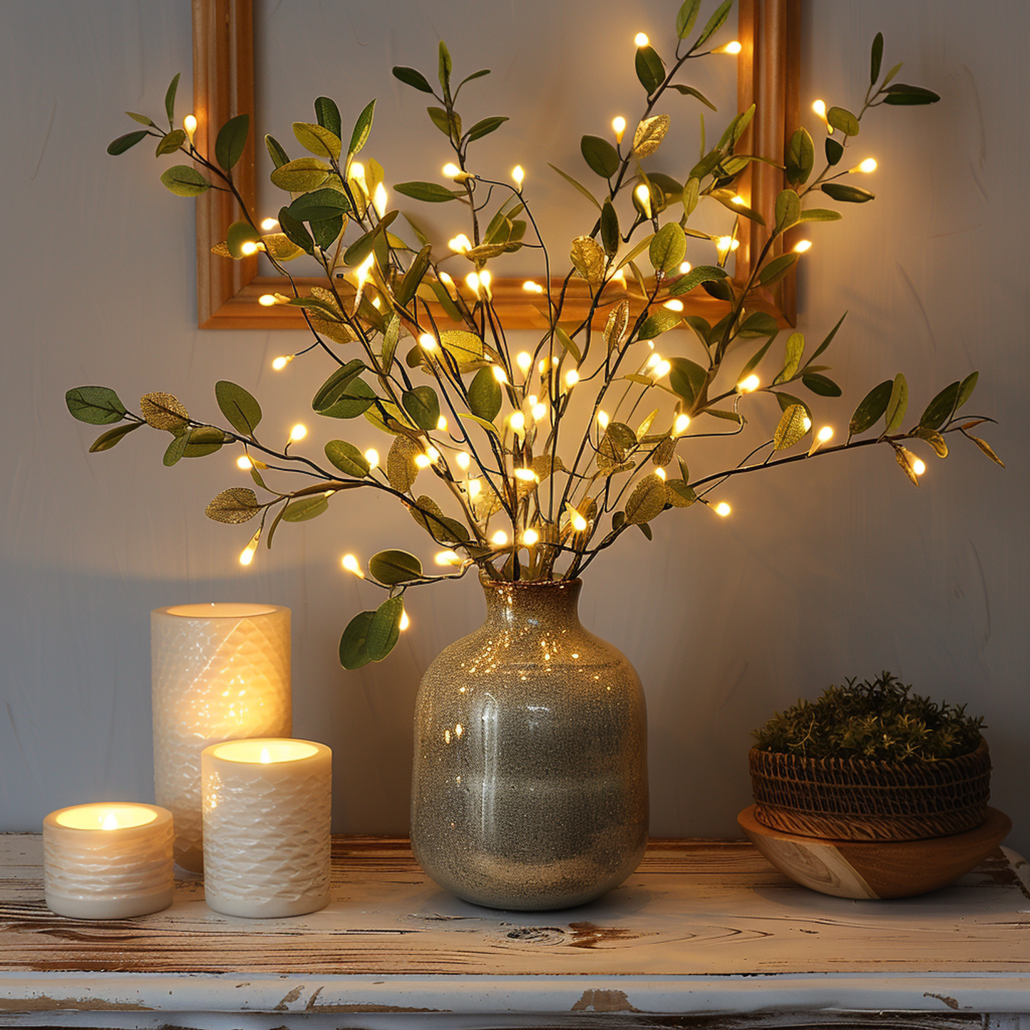 Decoratieve Lichttak Led Olijftak Kersenbloesem Warm Wit 70cm 120 Lampjes Sfeerverlichting Woonkamer