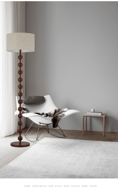 Vloerlamp Hout Bollen Japandi Linnen Kap 170cm Woonkamer