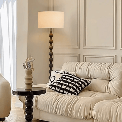 Vloerlamp Hout Bollen Japandi Linnen Kap 170cm Woonkamer