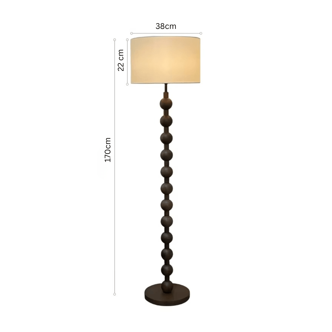 Vloerlamp Hout Bollen Japandi Linnen Kap 170cm Woonkamer
