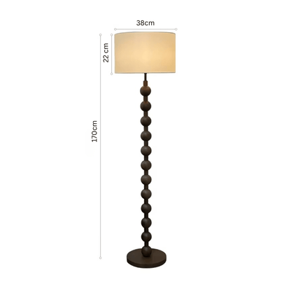 Vloerlamp Hout Bollen Japandi Linnen Kap 170cm Woonkamer