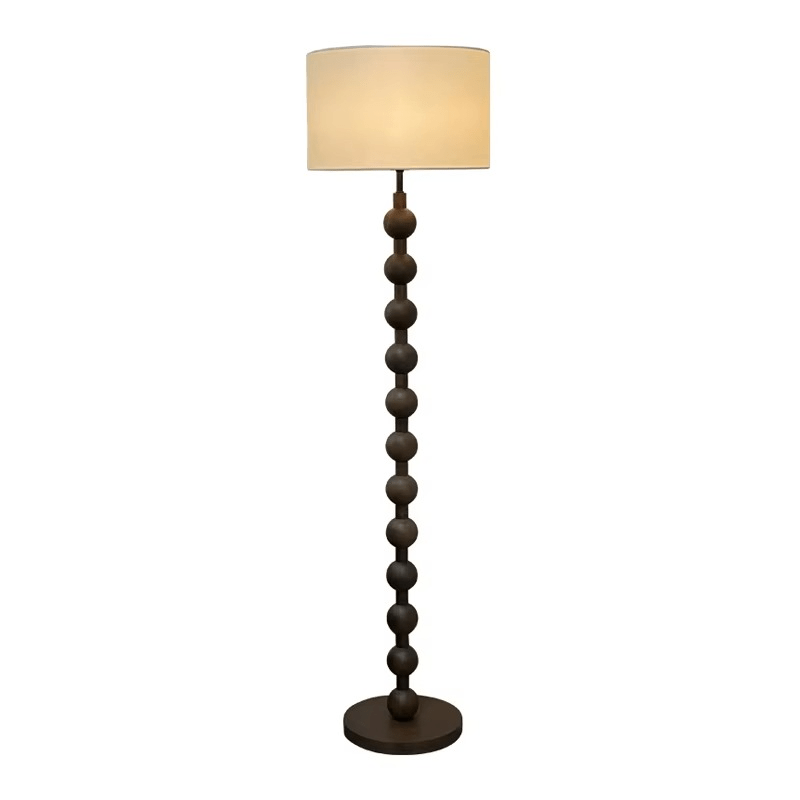 Vloerlamp Hout Bollen Japandi Linnen Kap 170cm Woonkamer