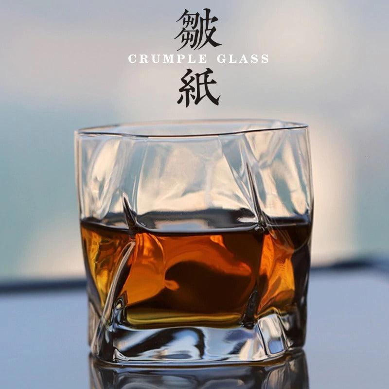 Gegolfd Whiskyglas 300ml Hittebestendig Glas Golvend Design Handgemaakt Drinkglas voor Whisky Cocktails Spiritualiën Japanse Stijl