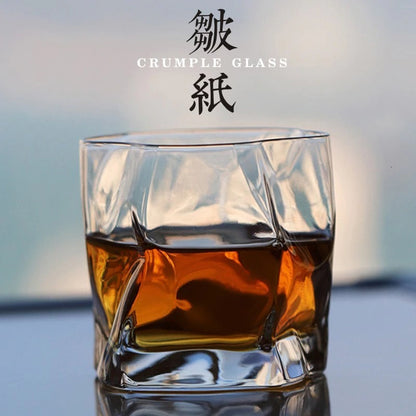 Gegolfd Whiskyglas 300ml Hittebestendig Glas Golvend Design Handgemaakt Drinkglas voor Whisky Cocktails Spiritualiën Japanse Stijl