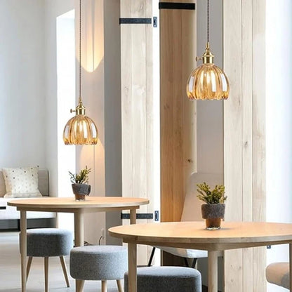 Hanglamp Glas Bloem Japans Retro Metaal 12cm E27 Pendellamp Woonkamer Slaapkamer Sfeervol