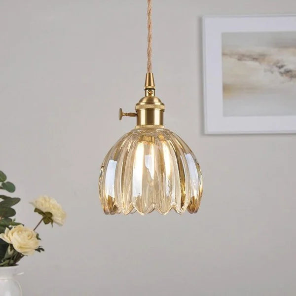 Hanglamp Glas E27 Amber Tulpvorm Retro Eettafel Woonkamer Hal Vintage Glazen Hanglamp Sfeerverlichting
