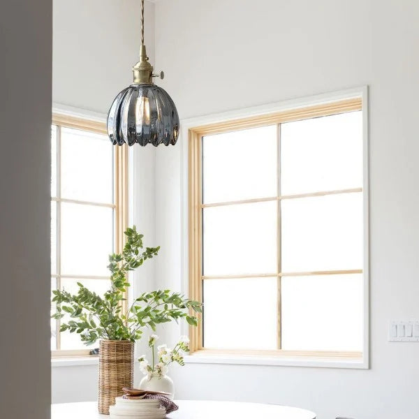 Hanglamp Glas Bloem Japans Retro Metaal 12cm E27 Pendellamp Woonkamer Slaapkamer Sfeervol