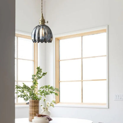 Hanglamp Glas Bloem Japans Retro Metaal 12cm E27 Pendellamp Woonkamer Slaapkamer Sfeervol