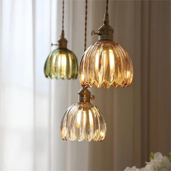 Hanglamp Glas Bloem Japans Retro Metaal 12cm E27 Pendellamp Woonkamer Slaapkamer Sfeervol