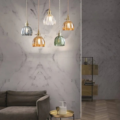 Hanglamp Glas Bloem Japans Retro Metaal 12cm E27 Pendellamp Woonkamer Slaapkamer Sfeervol