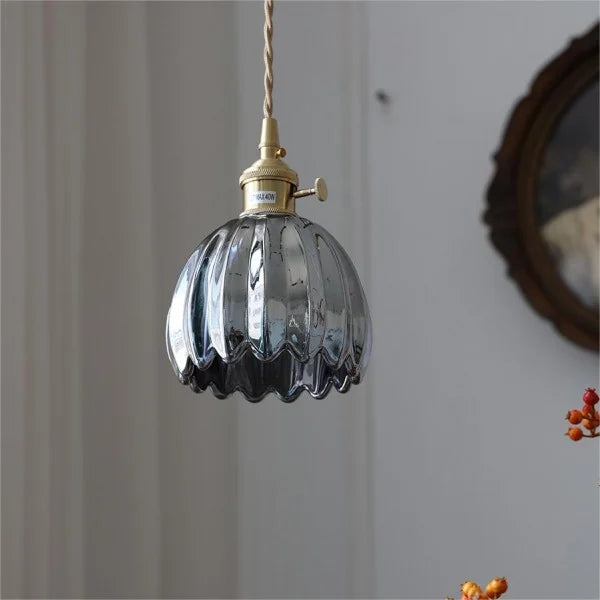 Hanglamp Glas Bloem Japans Retro Metaal 12cm E27 Pendellamp Woonkamer Slaapkamer Sfeervol
