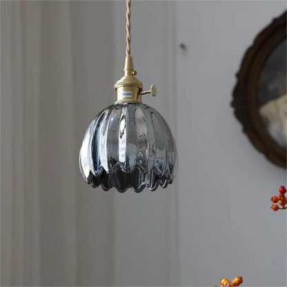 Hanglamp Glas Bloem Japans Retro Metaal 12cm E27 Pendellamp Woonkamer Slaapkamer Sfeervol