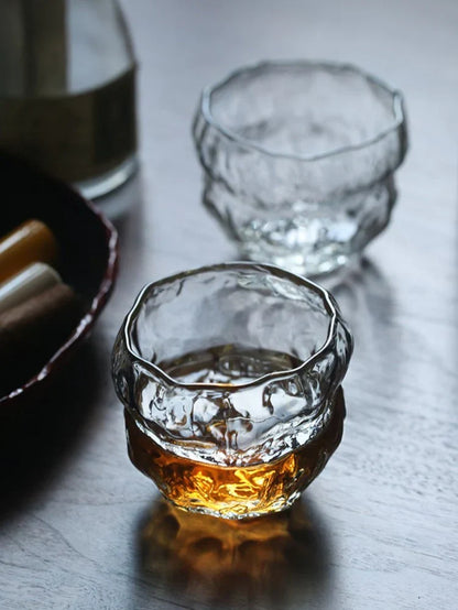 Japans Whiskeyglas met Traditioneel Mochi-Ontwerp 240ml Hittebestendig Glas Handgemaakt Dessert Cadeau Luxe Whiskyglazen Set Houten Verpakking