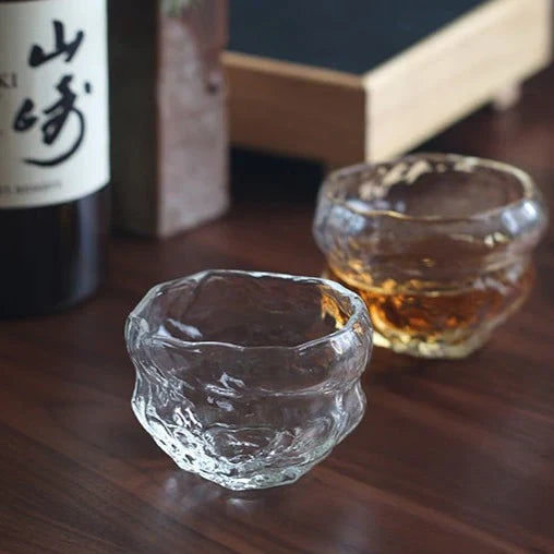 Japans Whiskeyglas met Traditioneel Mochi-Ontwerp 240ml Hittebestendig Glas Handgemaakt Dessert Cadeau Luxe Whiskyglazen Set Houten Verpakking