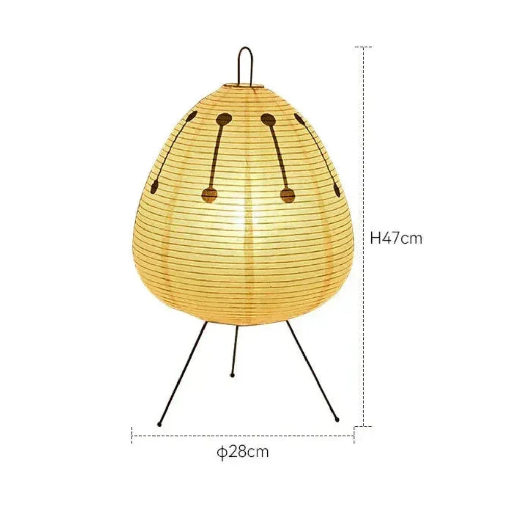 Tafellamp Rijstpapier Japans Design Retro Met IJzeren Voet 47cm E27