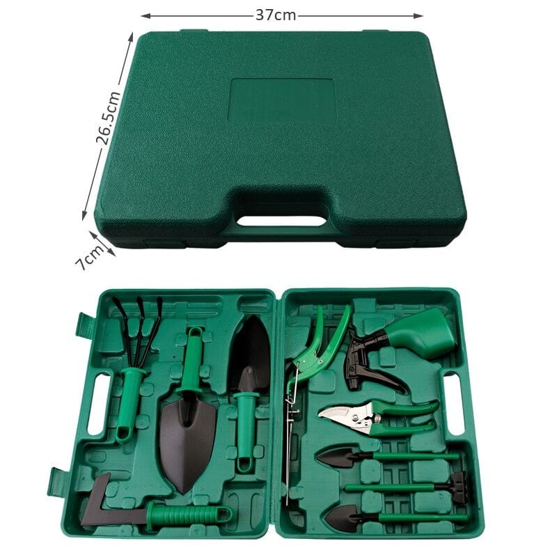 Tuingereedschap Set 10 Delig RVS Met Opbergkoffer Complete Tuinset
