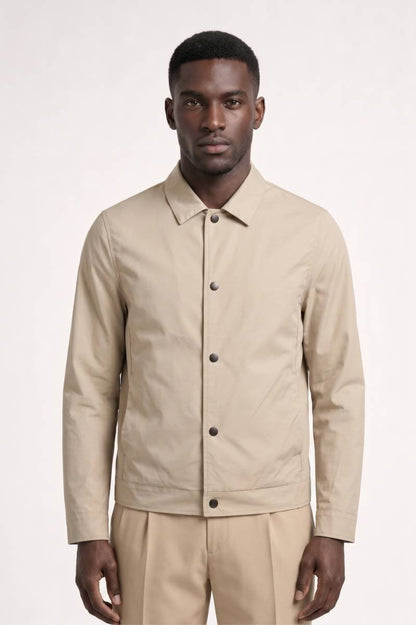 Jas Heren - Minimalistisch Coach met Knoopsluiting | Casual — Beige