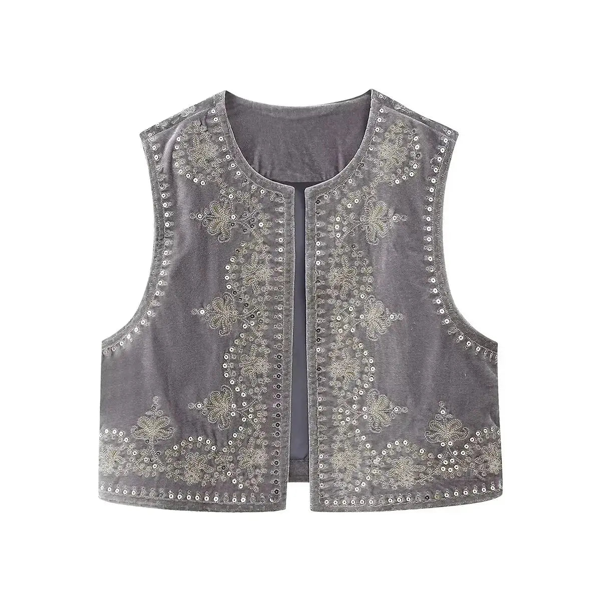 Vest voor Vrouwen Fluwelen Geborduurd Elegant