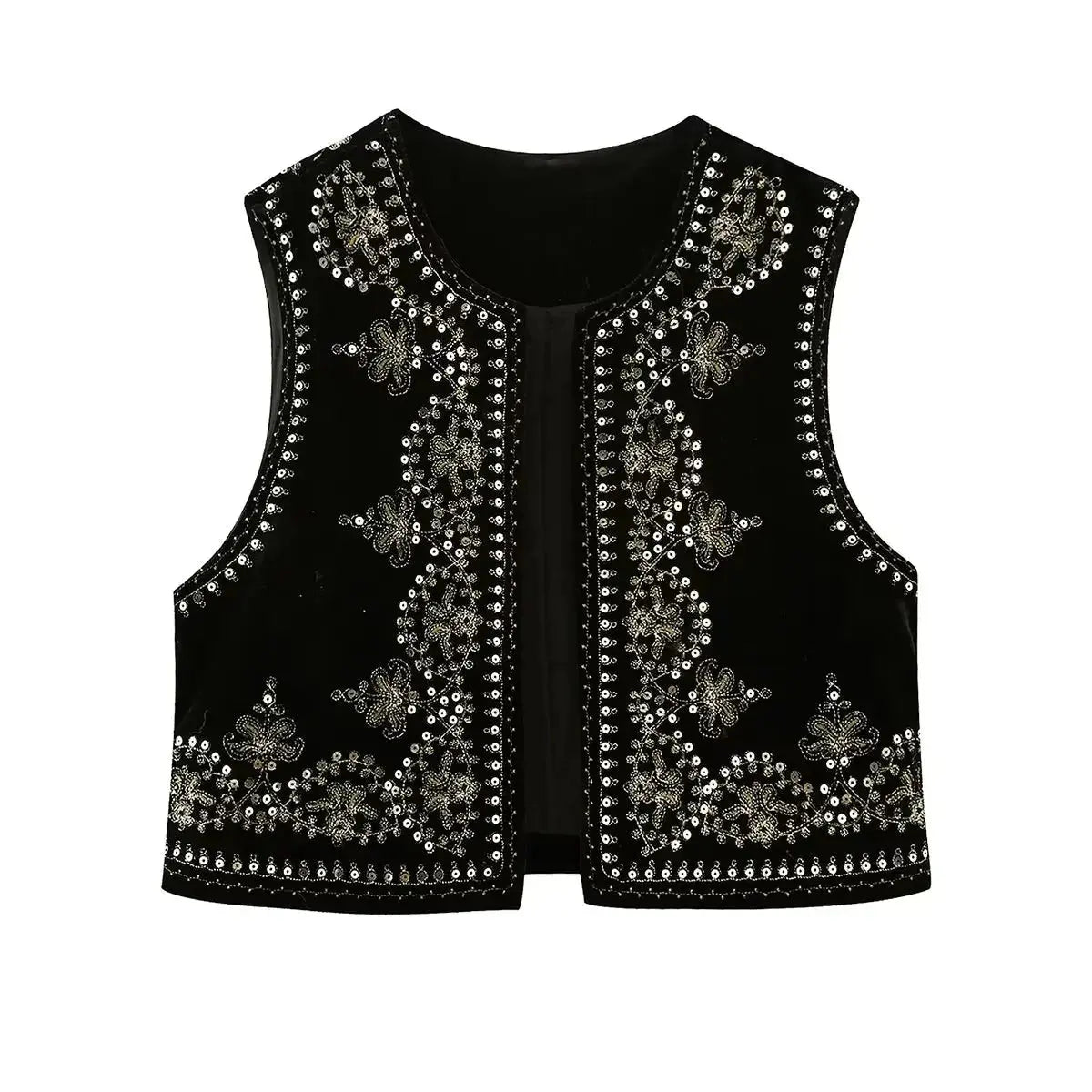Vest voor Vrouwen Fluwelen Geborduurd Elegant