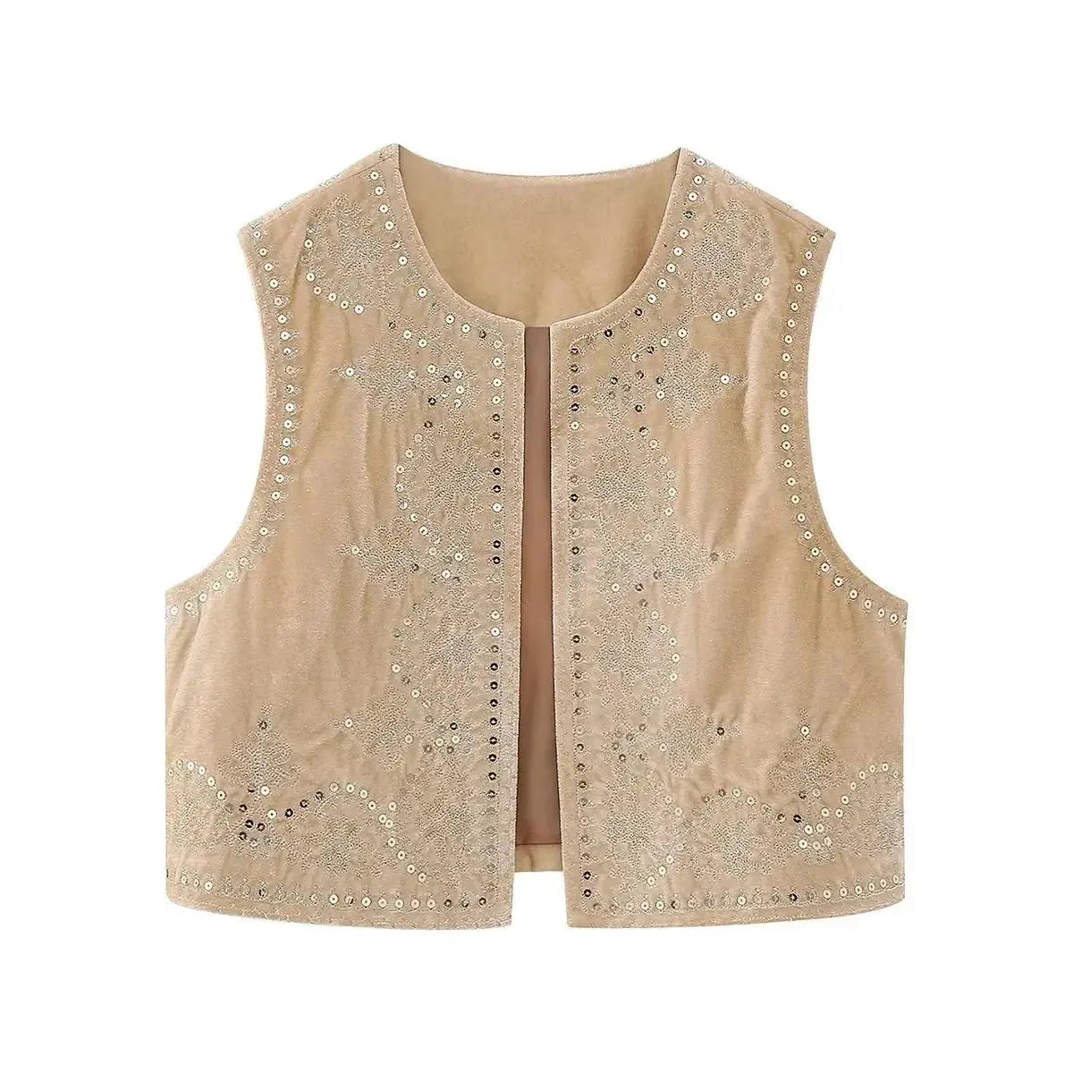 Vest voor Vrouwen Fluwelen Geborduurd Elegant