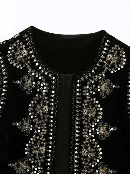 Vest voor Vrouwen Fluwelen Geborduurd Elegant