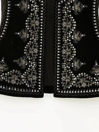Vest voor Vrouwen Fluwelen Geborduurd Elegant