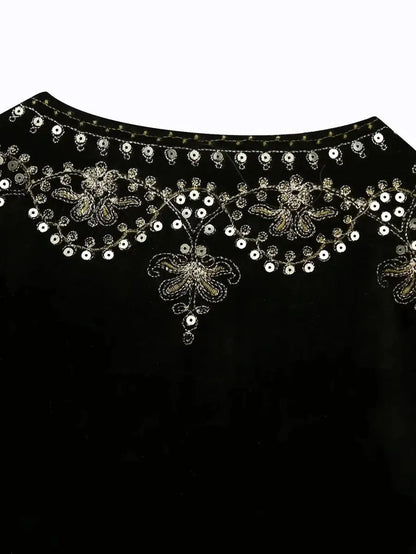 Vest voor Vrouwen Fluwelen Geborduurd Elegant