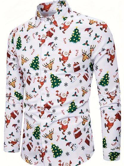 Kerst Overhemd Lange Mouwen Feestelijke Kerstprint - StudioMarella