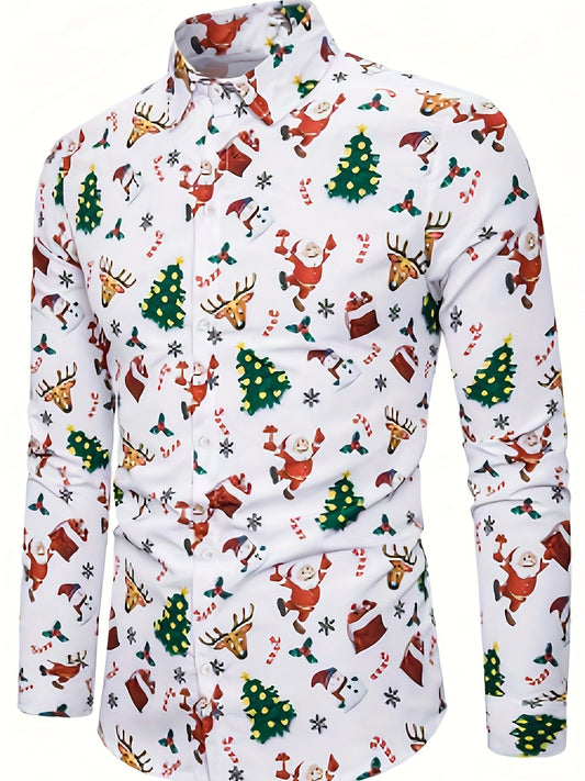 Kerst Overhemd Lange Mouwen Feestelijke Kerstprint - StudioMarella